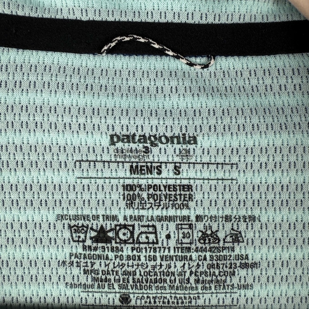 Patagonia Men’s Striped Blue Lightweight Layer Collared 3/4 Zip Activewear Small - Picture 6 of 11